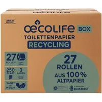 oecolife oecolife Toilettenpapier in der Box 'Recyling', 3-lagig, 27 Rollen – Produktbild 1 von 1