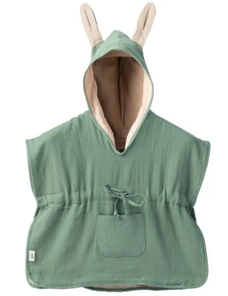 Mababu Mababu Musselin Badeponcho aus 100% Bio-Baumwolle, OEKO-TEX® STANDARD 100 & GOTS zertifiziert, für Kinder (1-3 Jahre, 4-7 Jahre), Khaki/beige, – Produktbild 2 von 4