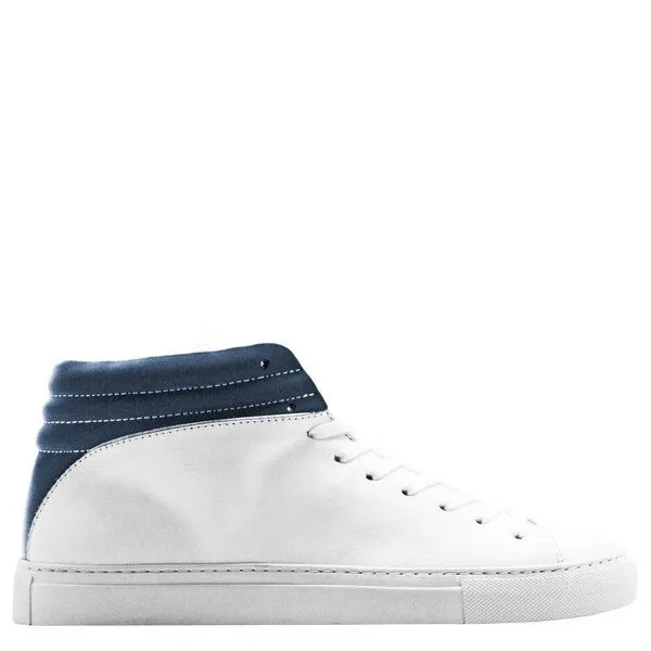 nat-2 hoher Sneaker aus Leder "nat-2 Sleek white navy" in weiß und blau – Produktbild 1 von 4