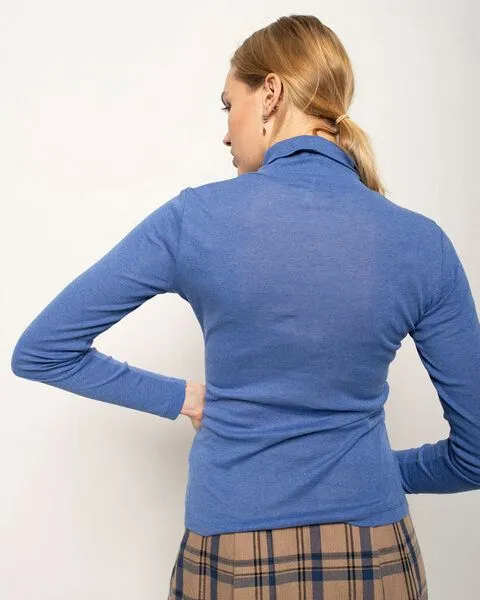 Alma & Lovis Alma & Lovis Rollkragenshirt aus Bio-Baumwoll-Jersey | Melange Rolli, Blau, – Produktbild 4 von 4