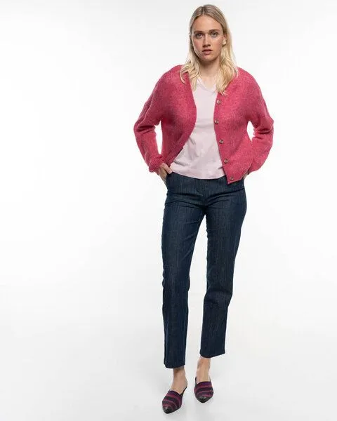Alma & Lovis Alma & Lovis Leichte Strickjacke aus feinem Alpakagarn | Light Jacket, Cherry (pink), – Produktbild 2 von 3