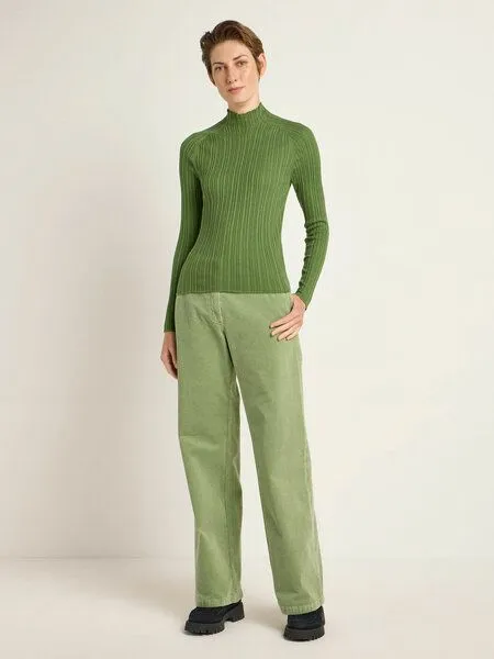 LANIUS LANIUS Rippenpullover aus Bio-Baumwolle, Sage, – Produktbild 2 von 4