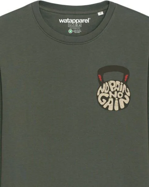 watapparel watapparel Sweatshirt Unisex No Pain, no Gain 01, Khaki, – Produktbild 3 von 3