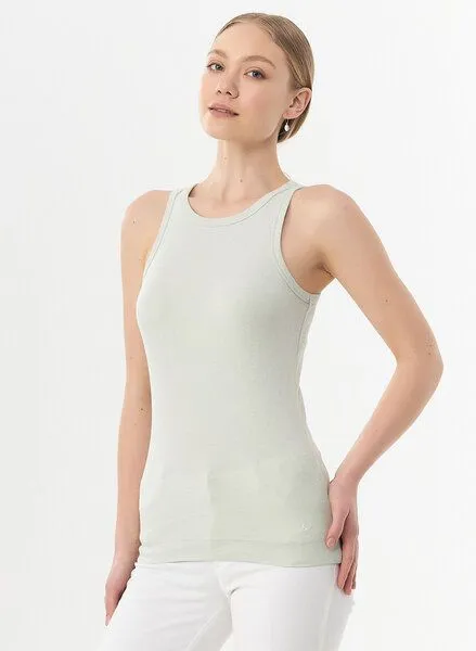 ORGANICATION ORGANICATION Geripptes Basic Top aus Bio-Baumwolle, Sage green, – Produktbild 1 von 4