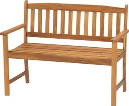 acamp Sitzbank Gartenbank Holz 2-Sitzer mit Armlehnen, Akazie FSC® geölt, wetterfest (Holzbank, 1-St., Gartenmöbel), Parkbank 110x56x86 cm, Teakholz-Optik, geölt, Balkon, Terrasse – Produktbild 1 von 1