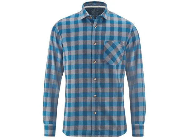HempAge HempAge Kariertes Freizeithemd Hanf/Biobaumwolle, Sea (blau), – Produktbild 2 von 4