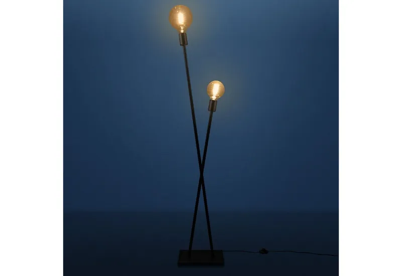 Paco Home Stehlampe IKS, ohne Leuchtmittel, Stehlampe LED Lampe Wohnzimmer Vintage Retro Industrial Design E27, Schwarz, – Produktbild 3 von 4
