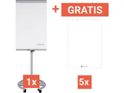 Flipchart mobil "de luxe" + 5 Gratis memo Flipchart-Blocks, blanko, 20 Blatt, 80 g/m² – Produktbild 1 von 1