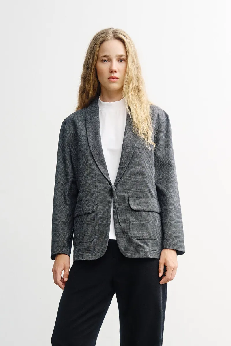Rotholz Rotholz Damen vegan Kimono-Blazer Grau Meliert, Grau, – Produktbild 2 von 2