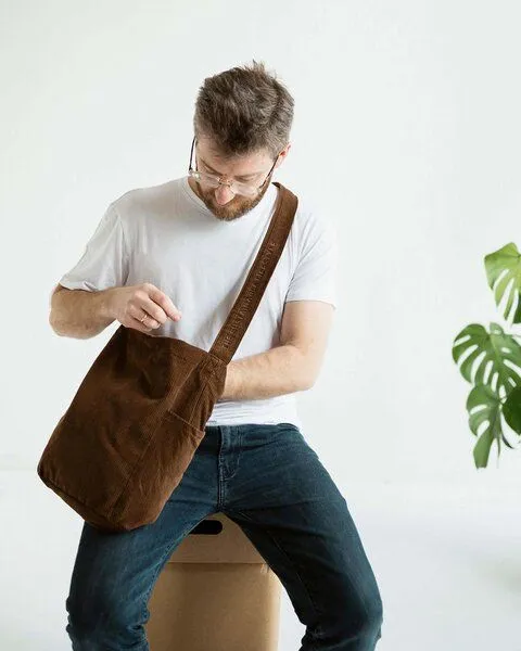 TINTOK TINTOK Mati Cord Tasche 100 % Bio-Baumwolle GOTS-zertifiziert, Brown, – Produktbild 1 von 4