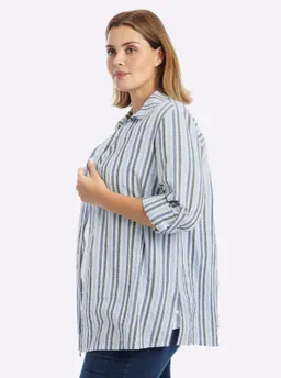 sheego Gestreifte Bluse weiß-tiefblau-gestreift – Produktbild 1 von 1