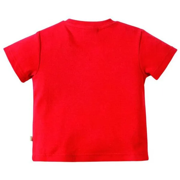 Frugi Frugi T-Shirt mit Gorilla und Tigerbaby-Applikation in Tomaten Rot – Produktbild 3 von 3