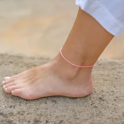 juni juni Sommer Perlenfußkette Pink – Produktbild 1 von 1