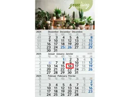Dreimonatskalender "green & blue" inkl. 4-farbigem Aufdruck, hellgrau/blau – Produktbild 1 von 1