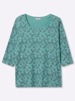 sheego 3/4-Arm-Shirt salbei-rauchblau-bedruckt – Produktbild 1 von 1