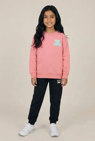 THE FACE OF ELEMENTS The Face of Elements Little Wild Explorer - Relaxed Fit Kids Sweatshirt aus 100% Bio-Baumwolle, Bubble gum (pink), – Produktbild 2 von 4