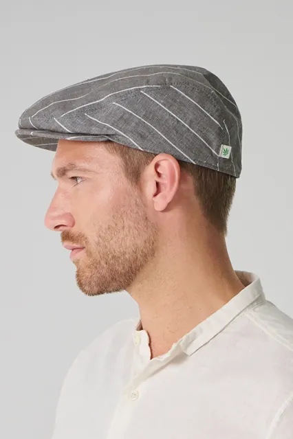 HempAge Hempage Herren vegan Flache Mütze Gestreift Asphalttgrau, Grau, – Produktbild 2 von 2