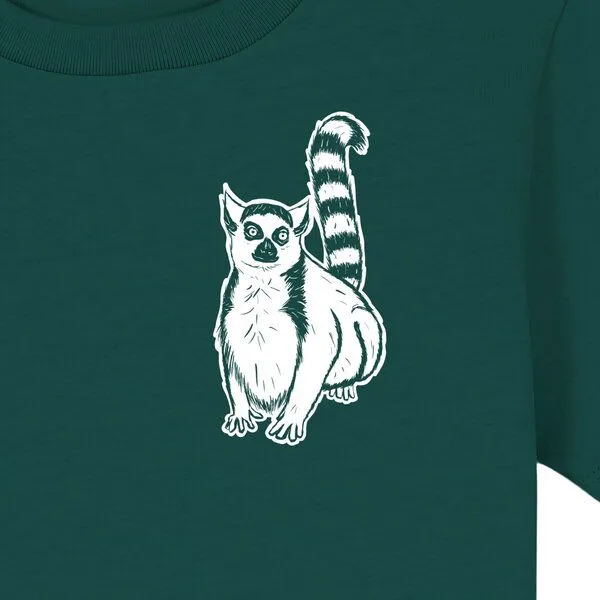 Spangeltangel Spangeltangel Kinder-T-Shirt "Lemuren", Biobaumwolle, Affe, Kurzarm, Dunkelgrün, – Produktbild 3 von 4
