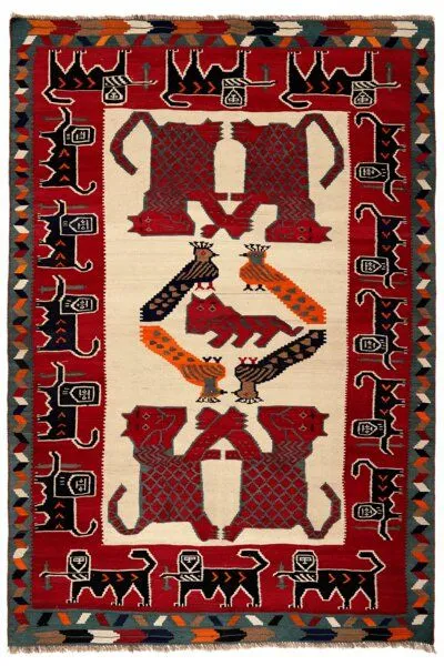 Rugtales Kelim Gashgai Old „Rugtales“ aus Schurwolle, Mehrfarbig, – Produktbild 3 von 4