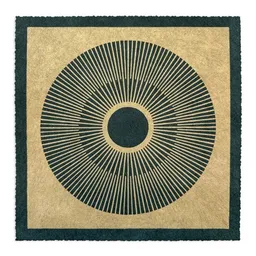 Veskor Cassiopeia Veskor Cassiopeia CENTRAL SUN SQUARE Sonnen Linoldruck | 22 × 22 cm | Lichtgold auf Smaragdgrün – Produktbild 1 von 1