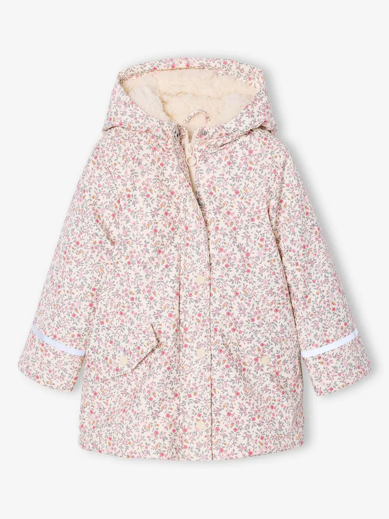 Vertbaudet Warme Regenjacke mit Teddyfleece-Futter Mädchen, Mehrfarbig, – Produktbild 1 von 4