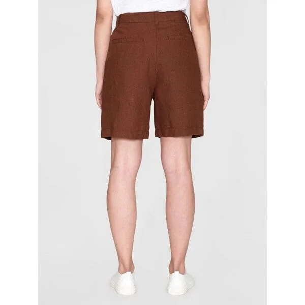 KnowledgeCotton Apparel KnowledgeCotton Apparel High-Waist Shorts POSEY aus Bio-Leinen, Braun (tiramisu), – Produktbild 2 von 4