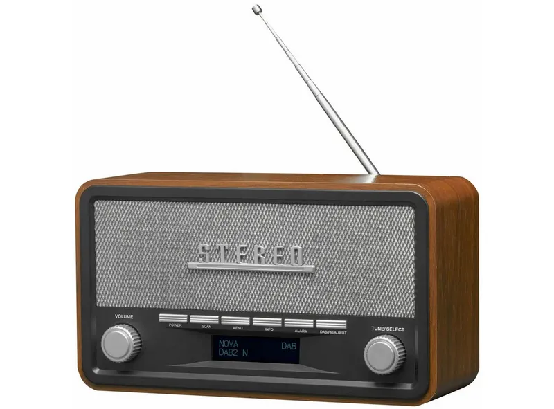 Denver Denver Vintage DAB+ UKW Radio Holz Bluetooth 5.0 Stereo Wecker Digitalradio Retro-Radio (DAB+, UKW (FM) mit RDS (Radio Data System), 4 W, Bluetooth 5.0, AUX-In (3,5 mm Klinke) od. kabelgebunden), Braun|schwarz, – Produktbild 2 von 5