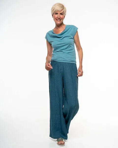 Alma & Lovis Alma & Lovis Legere Marlenehose aus reinem Leinen | Leinen Marlene, Sea (blau-petrol), – Produktbild 4 von 4