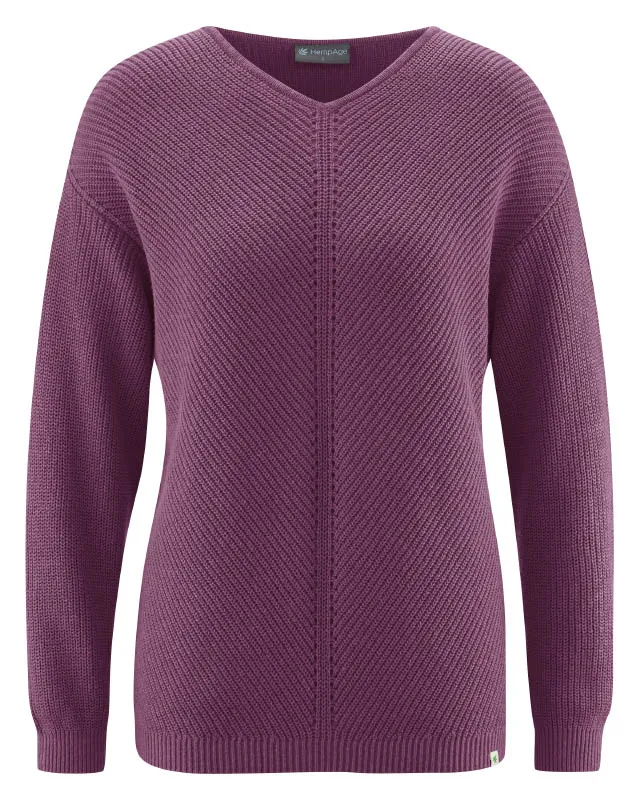HempAge Hempage Damen vegan Pullover Timeless In Lila, Violett, – Produktbild 2 von 2