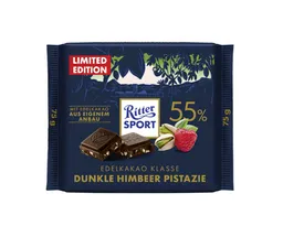 Ritter Sport Ritter Sport Schokolade, Ritter Sport Dunkle Himbeer Pistazie Edel Halbbitter Schokolade 75g – Produktbild 1 von 1