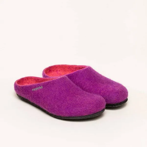 Magicfelt Magicfelt Filz-Hausschuh 709 aus 100% Merino-Wolle für Damen & Herren, Purpurlila, – Produktbild 1 von 4