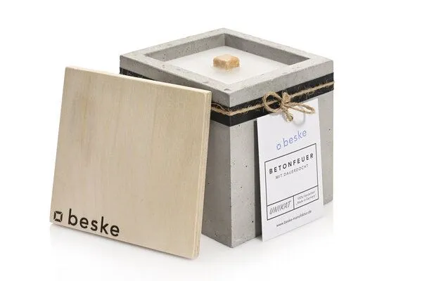 beske Betonfeuer® Beske-Manufaktur ´Kea´ 13x13x13 Dauerdocht Kerzenwachsrecycling – Produktbild 2 von 4