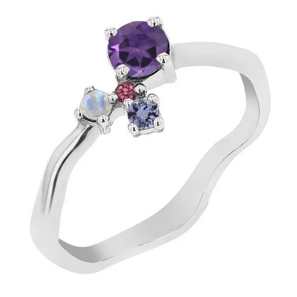 Eppi Eppi Lila Cluster Ring mit Amethyst und Edelsteinen Roche, Weiss, – Produktbild 1 von 4