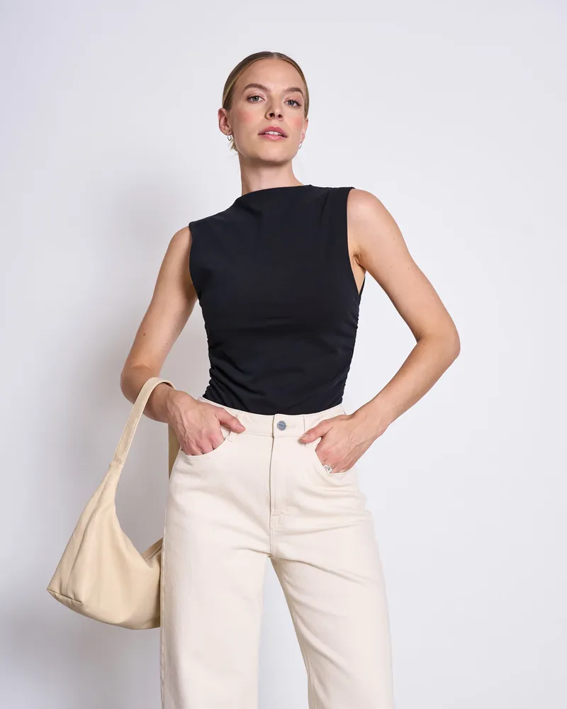 JAN N JUNE JAN 'N JUNE Damen vegan Ruffle Top Rafo Schwarz, Schwarz, – Produktbild 1 von 2
