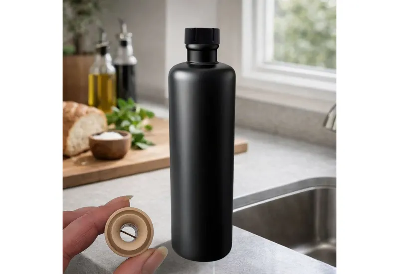 mikken mikken Ölflasche 500 ml aus Keramik – matt schwarz mit Ausgießer & Kappe – Produktbild 8 von 8