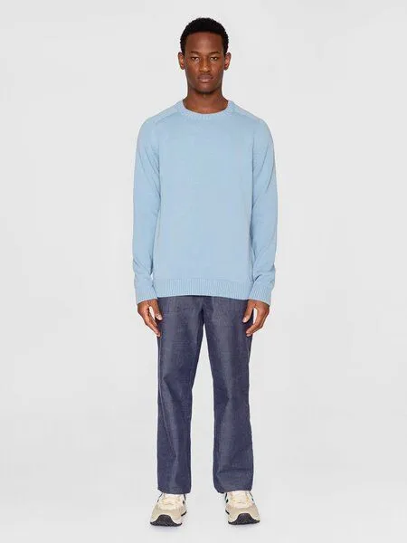 KnowledgeCotton Apparel KnowledgeCotton Apparel Strickpullover CREW NECK aus Bio-Baumwolle, Dusty Blue Melange – Produktbild 3 von 4