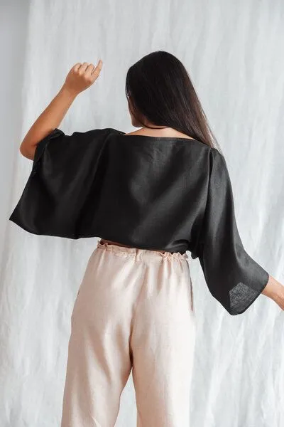 Jyoti - Fair Works Jyoti - Fair Works Bio-Baumwoll Bluse Risay, Schwarz, – Produktbild 4 von 4