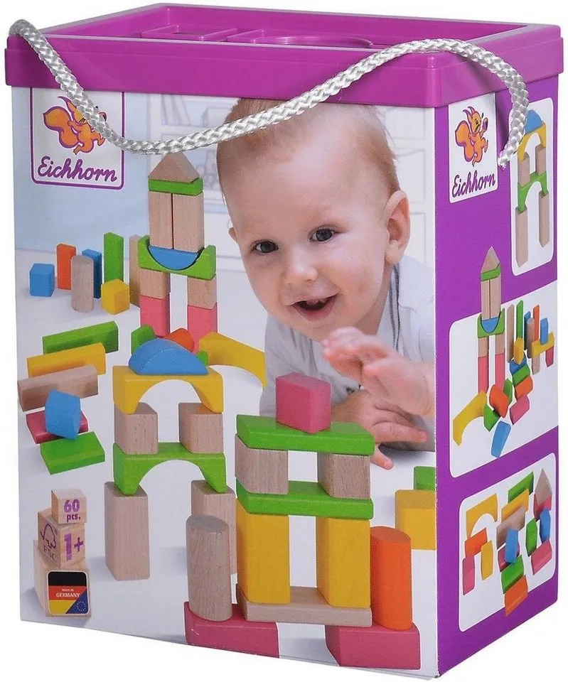 eichhorn eichhorn Holzbausteine, natur/bunt Spielbausteine, (60 St), Bunt, – Produktbild 2 von 8