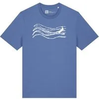 ilovemixtapes ilovemixtapes Wellenwall T-Shirt Unisex – Bright Blue – Bio Baumwolle – Relaxed Fit – Handdruck in Weiß – Fair & Vegan – Produktbild 1 von 1