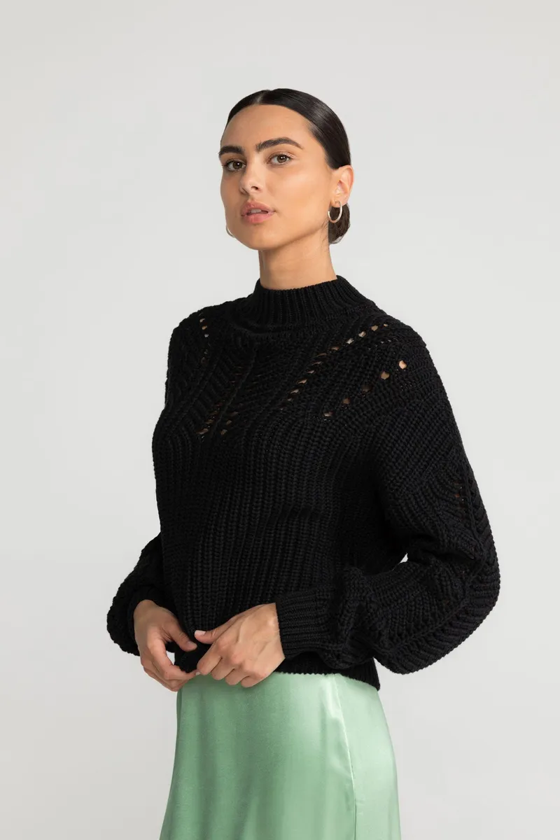 Lovjoi LOVJOI Damen vegan Pullover Aleika Schwarz, Schwarz, – Produktbild 2 von 2