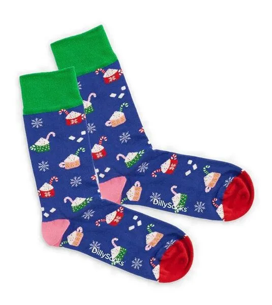 DillySocks DillySocks Socken Christmas Latte aus Biobaumwoll-Mix, Blau, – Produktbild 1 von 4