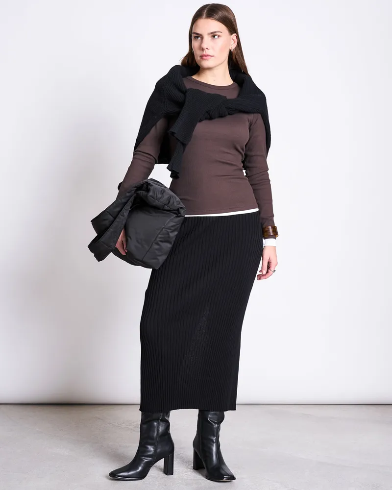 JAN N JUNE JAN 'N JUNE Damen vegan Strickrock Ebba Schwarz, Schwarz, – Produktbild 1 von 3