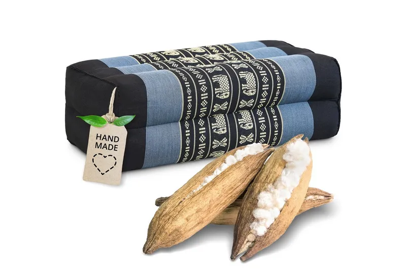 livasia Stützkissen Yogakissen (Classic) vegan und handgefertigt, 17x34x12cm, Kapok, Blau, – Produktbild 1 von 5