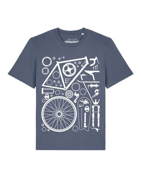 watapparel watapparel T-Shirt Unisex Fahrradteile, Blue grey, – Produktbild 1 von 2