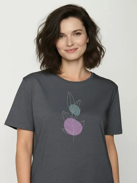 GreenBomb GREENBOMB Bloom Classic Nova - Kastiges T-Shirt aus Bio-Baumwolle / hochwertiger Print / GOTS / Fair & Vegan, Grau (gravel), – Produktbild 2 von 4