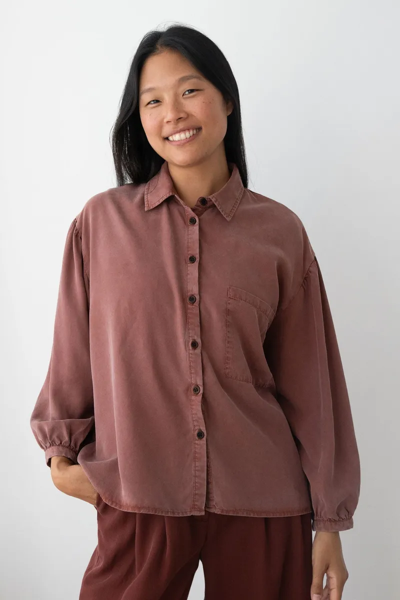 TWOTHIRDS TWOTHIRDS Damen vegan Hemd Recco Weinrot, Rot, – Produktbild 1 von 2