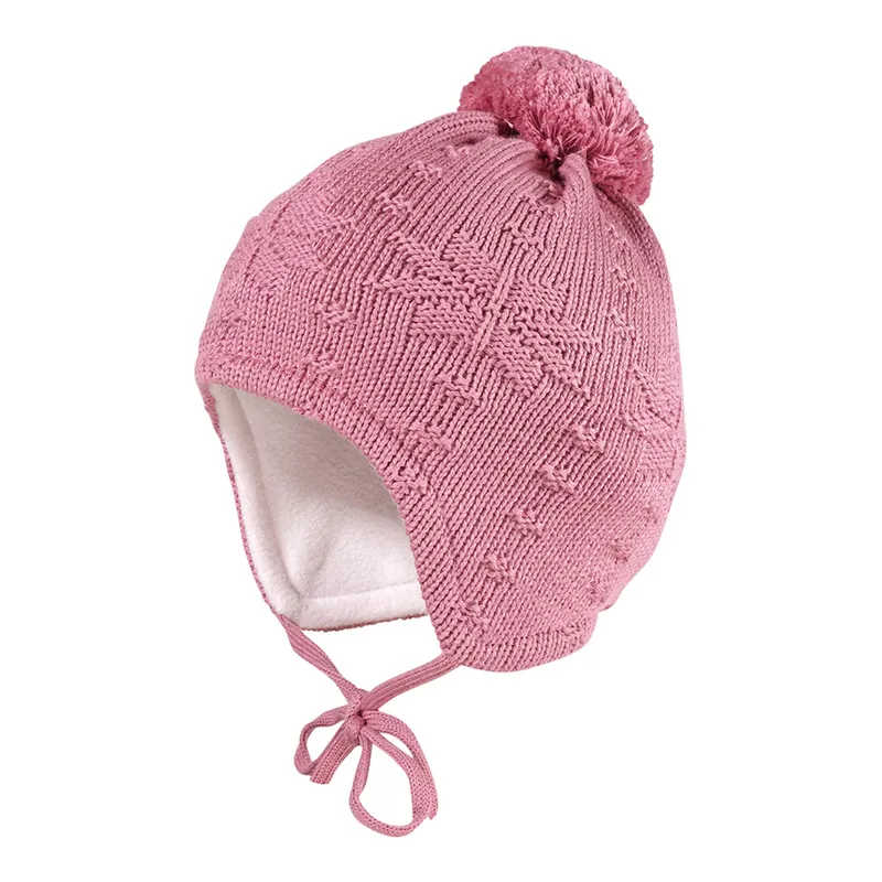 Maximo Maximo Winter-Strickmütze mit Bommel, Rosa, – Produktbild 5 von 5