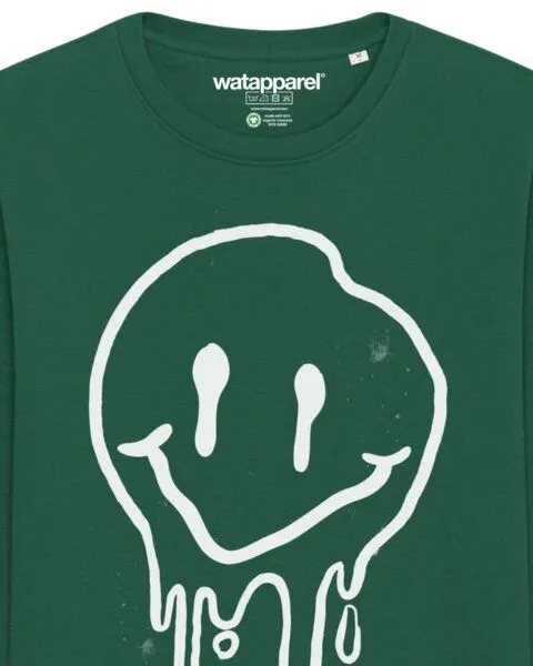 watapparel watapparel Sweatshirt Unisex Smiley, Bottle green, – Produktbild 3 von 3