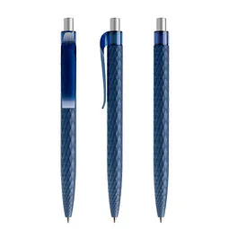 prodir prodir® Druckkugelschreiber QS01 PMT Push, blaue Mine, dunkelblau/silber satiniert – Produktbild 1 von 1