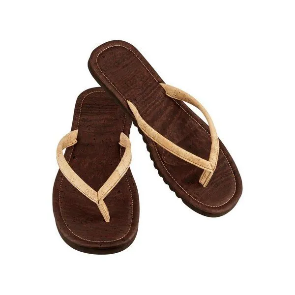 Kork-Deko Kork-Deko Flip Flops für Herren | Zehentrenner aus Kork - braun mit hellem Riemen - Gr. 39-45 – Produktbild 2 von 4